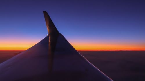 Airplane wing image during sunset HD Wallpaper
