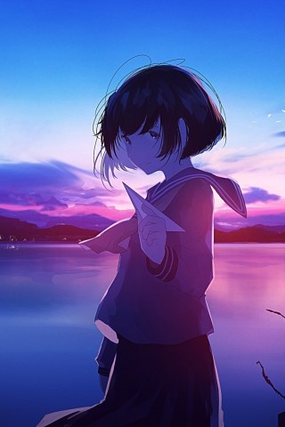 Anime school girl HD Wallpaper
