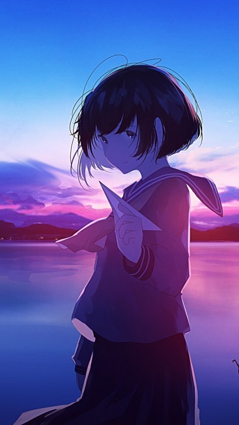 Anime school girl HD Wallpaper
