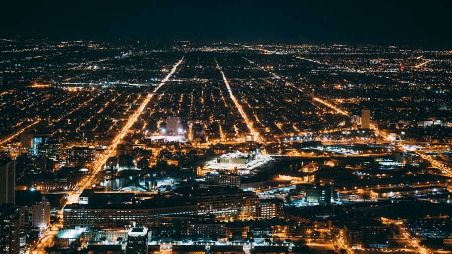 Chicago night lights HD Wallpaper
