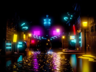 Colorful neon balls at the street HD Wallpaper