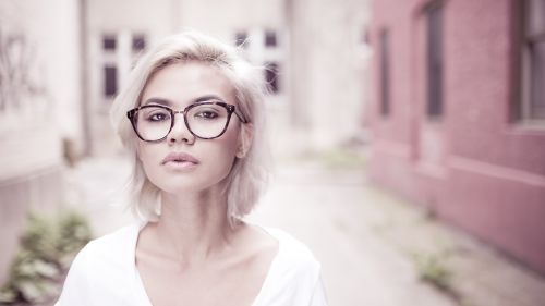 Cute Bespectacled Blonde 4K Hd Wallpaper for Desktop and Mobiles