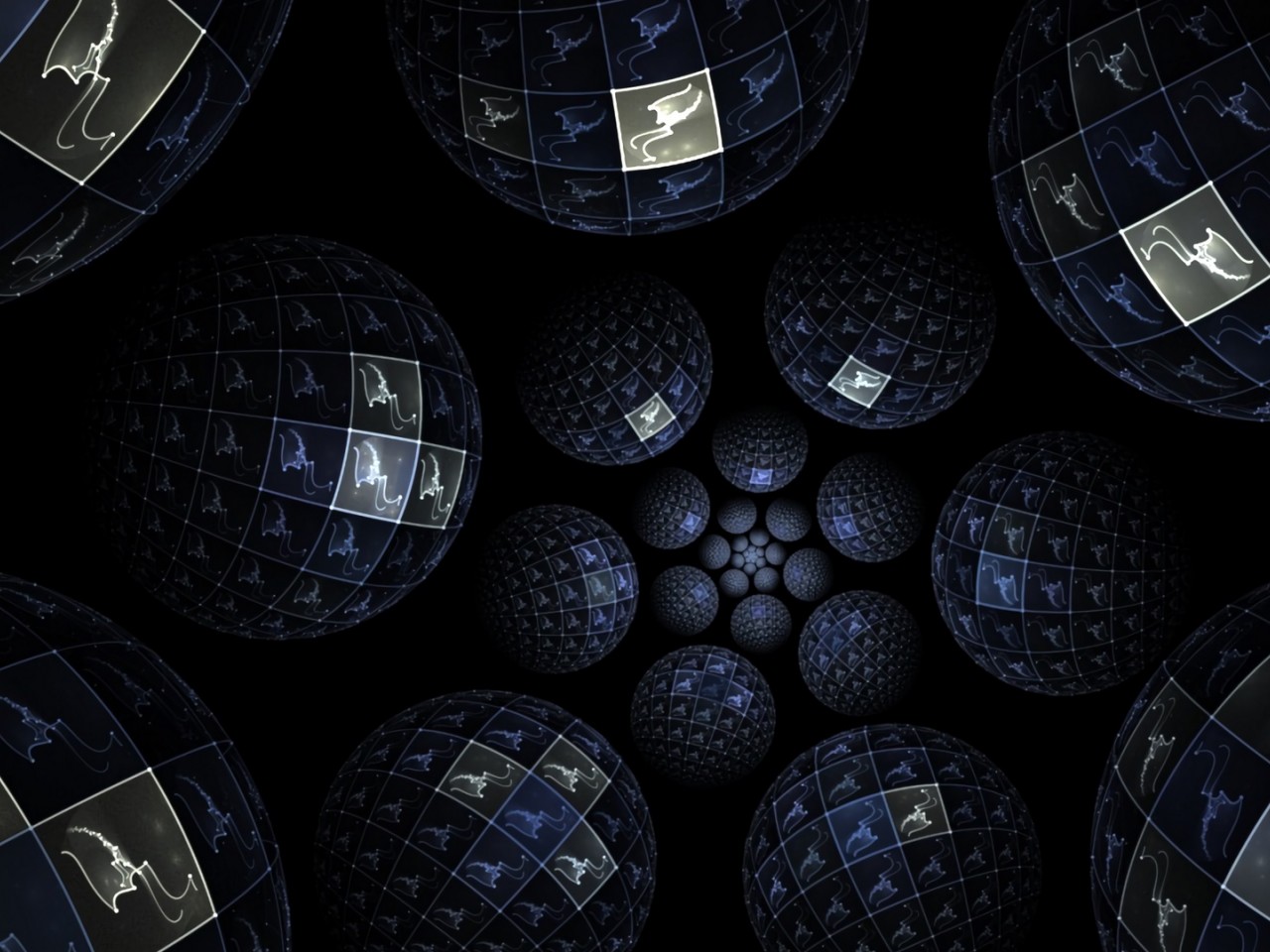 Dark fractal balls HD Wallpaper