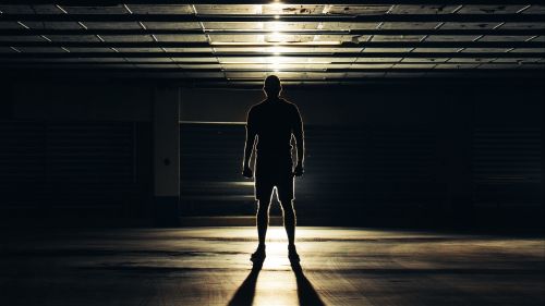 Man's shadow at the dark HD Wallpaper