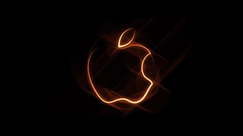 Orange Outline Apple Logo Wallpaper for Desktop and Mobiles