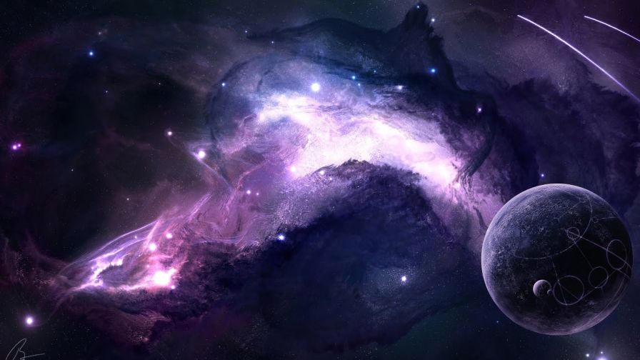 Purple Space Planets Wallpaper for Desktop and Mobiles