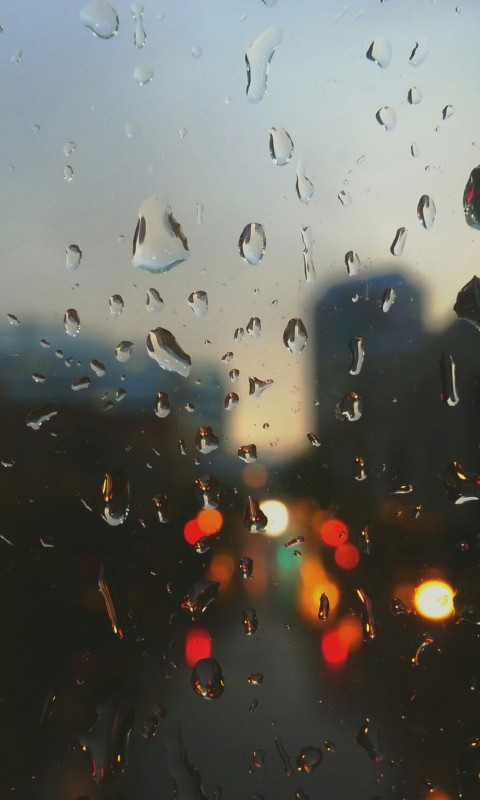 Raindrops on Window Full HD Wallpaper