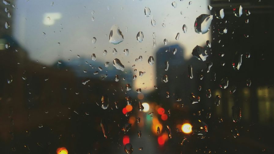 Raindrops on Window Full HD Wallpaper