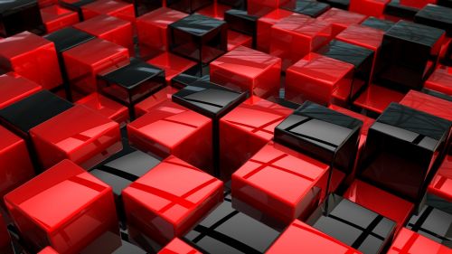 Red and black cubes HD Wallpaper