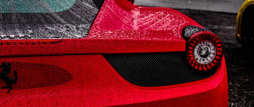 Red Ferrari rear view HD Wallpaper