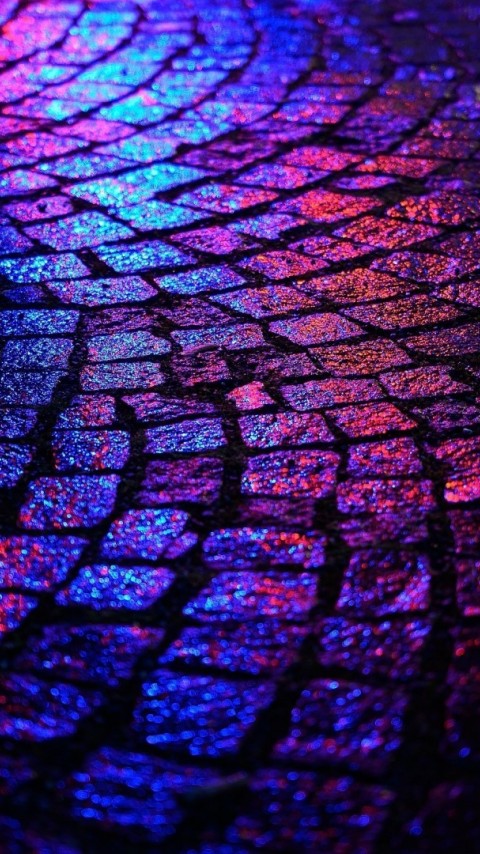 Reflection of neon lights at stones HD Wallpaper