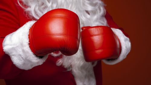Santa Claus Wearing Boxing Gloves HD Wallpaper