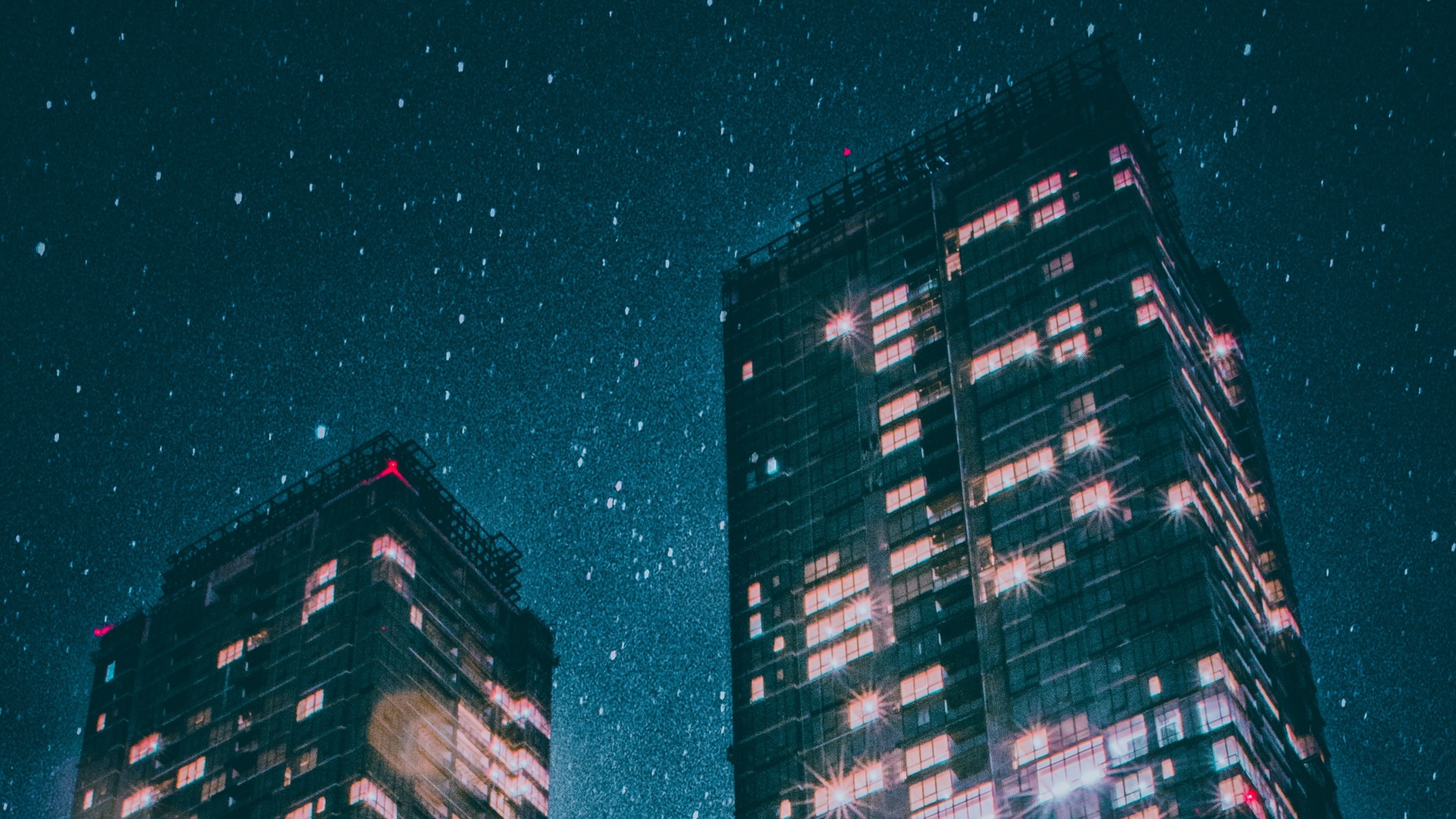 Shiny buildings at night HD Wallpaper