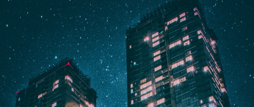 Shiny buildings at night HD Wallpaper