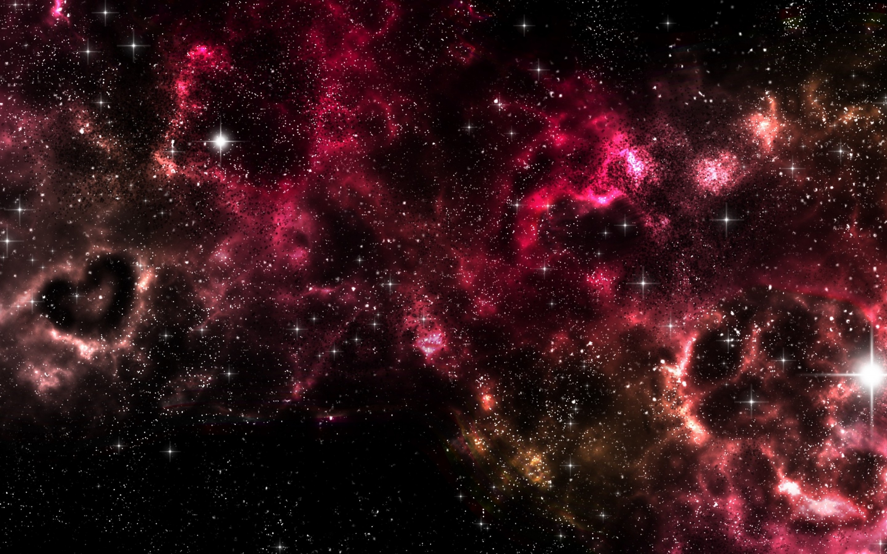 Shiny stars at a red space HD Wallpaper