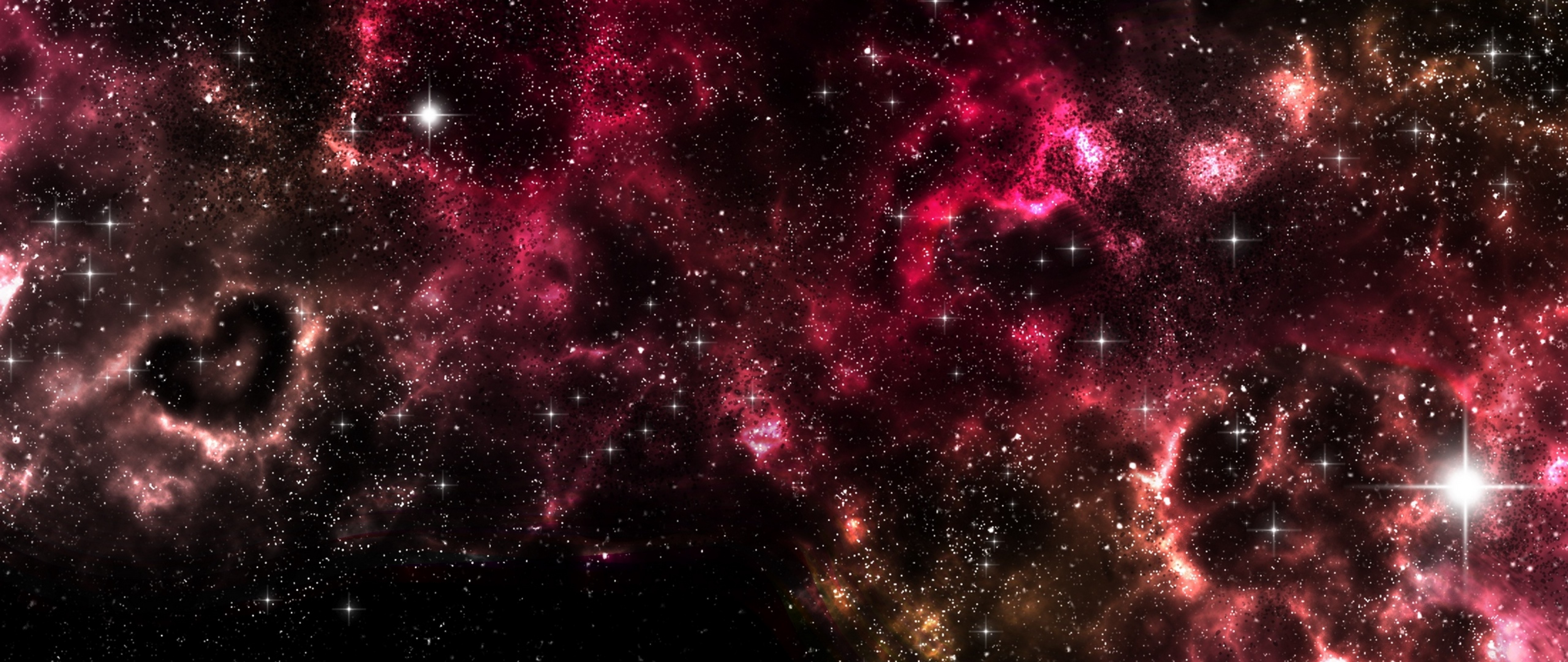 Shiny stars at a red space HD Wallpaper