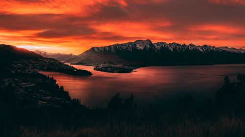 Sunset over New Zealand's mountains HD Wallpaper