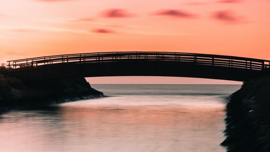 Sunset over the bridge HD Wallpaper