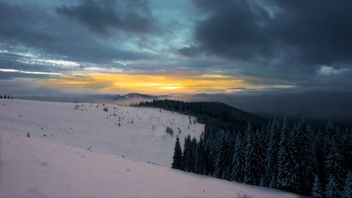 Winter at mountains HD Wallpaper