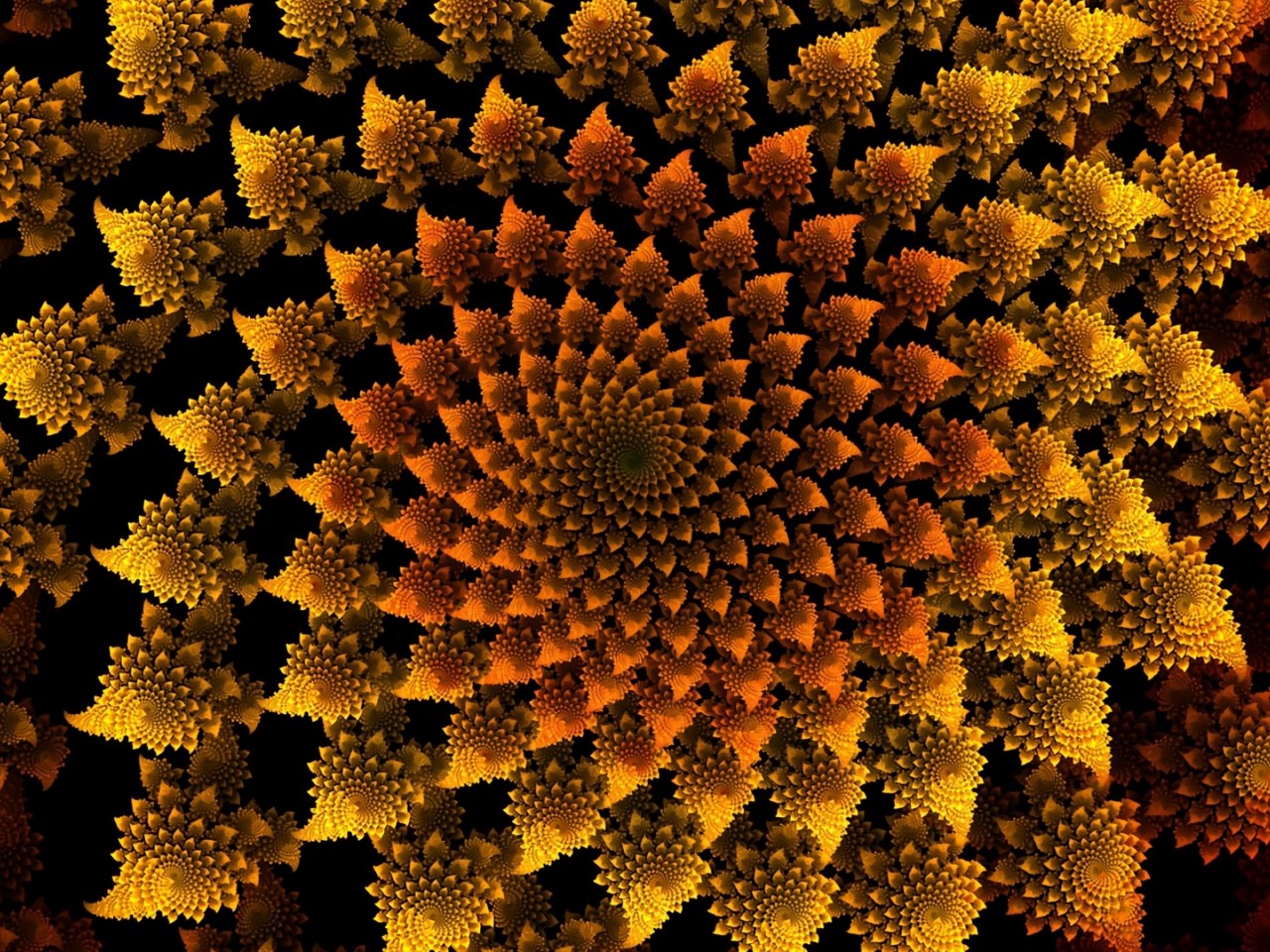 Yellow fractal patterns HD Wallpaper