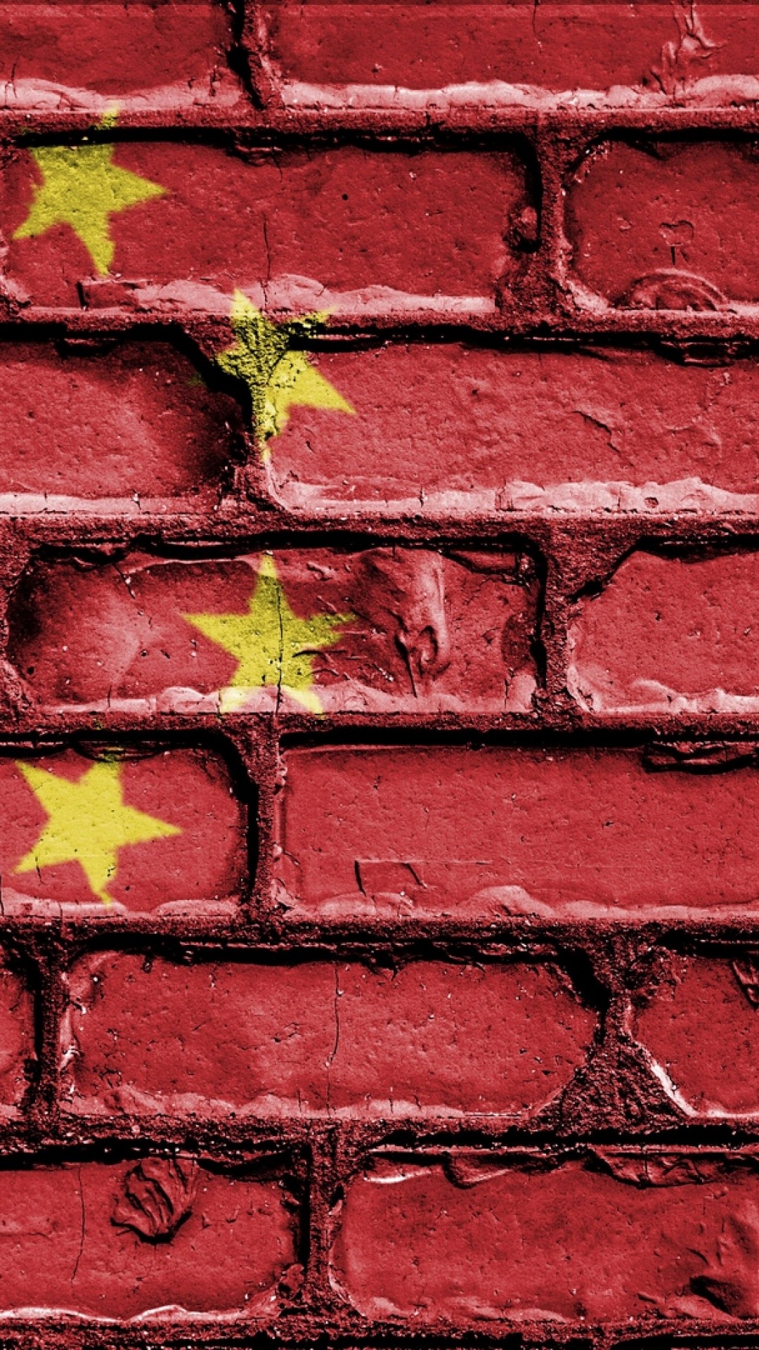 Chinese flag on a brick wall HD
