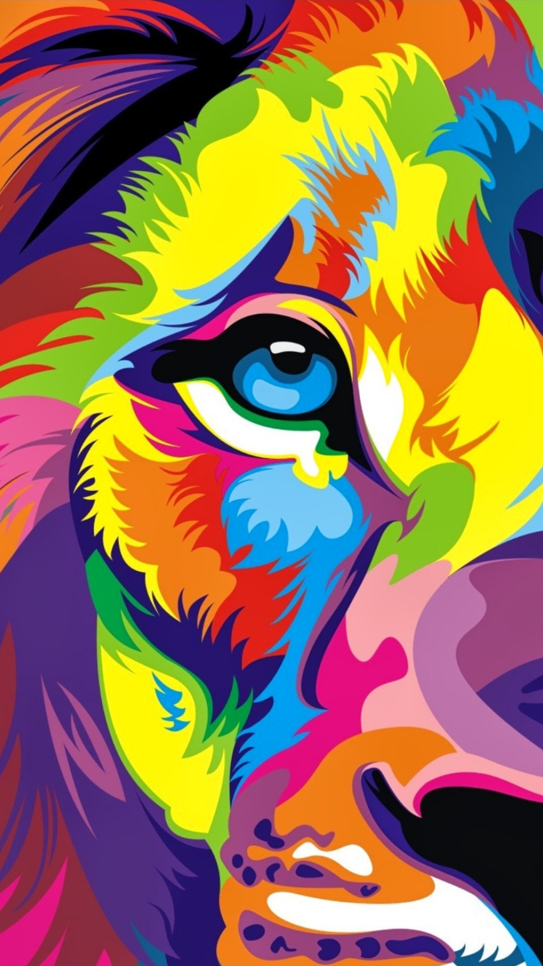 Download Full HD Colourful Lion Artwork Wallpaper iPhone 6 / 6S Plus - HD  Wallpaper 