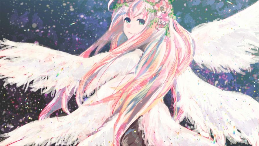 Angel with pink hair HD Wallpaper