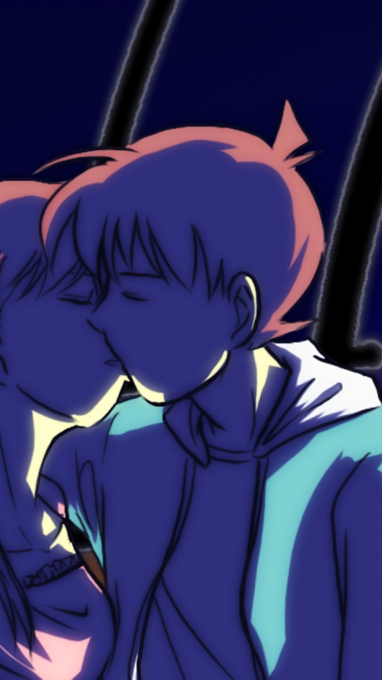 Anime cartoon couple kiss each other HD Wallpaper
