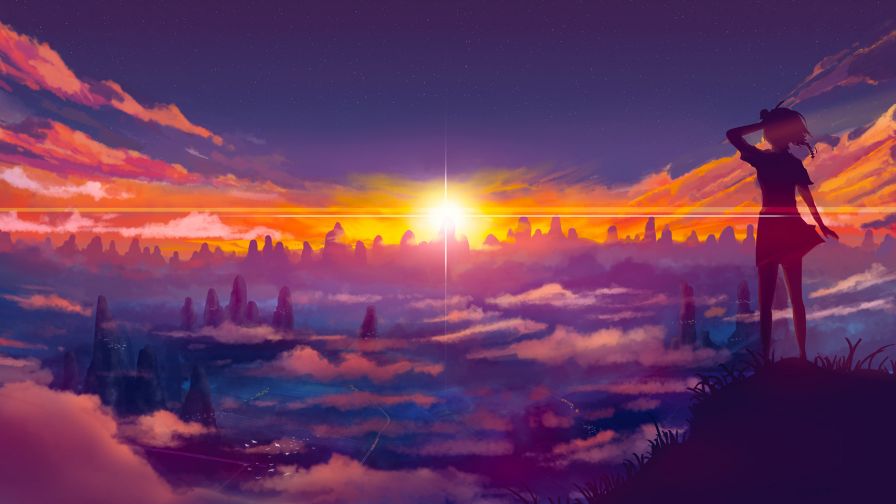 Anime Sunset Hd Wallpaper Wallpapersnet