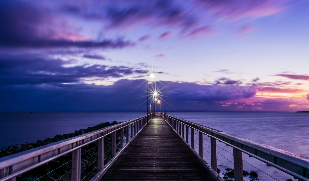 Beautiful sunset at the pier HD Wallpaper