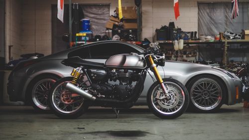 Bike & Car in the garage HD Wallpaper