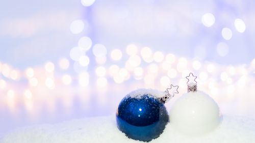 Blue Round Christmas Ornament on Snow HD Wallpaper