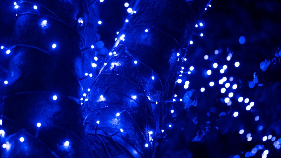 Blue Xmas lights HD Wallpaper