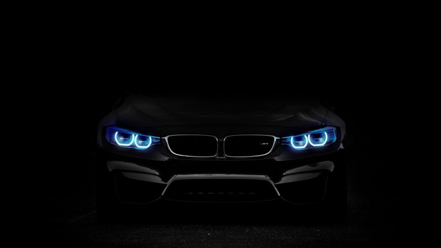 BMW headlights at the dark HD Wallpaper