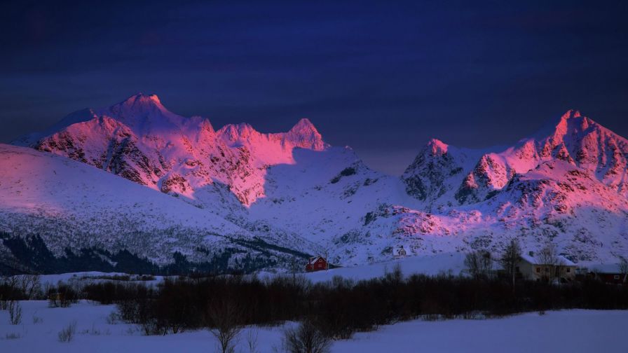 Bright Pink Sunset in the Mountains HD Wallpaper