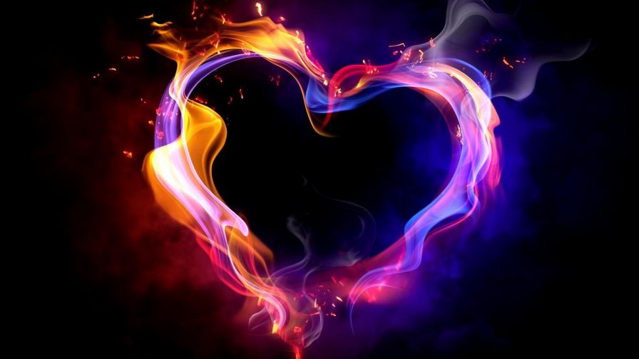 Burning Heart Colorful Wallpaper for Desktop and Mobiles