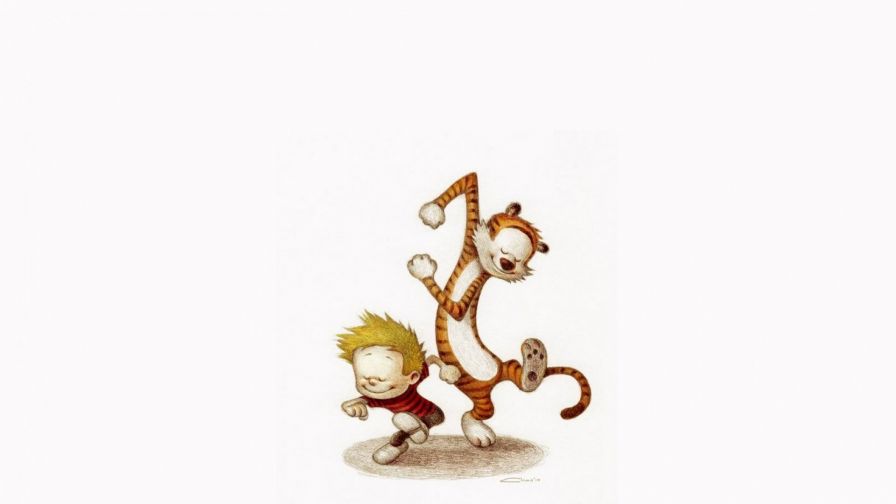 Calvin and Hobbes dancing HD Wallpaper
