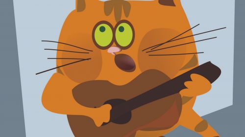 Cat playing guitar HD Wallpaper