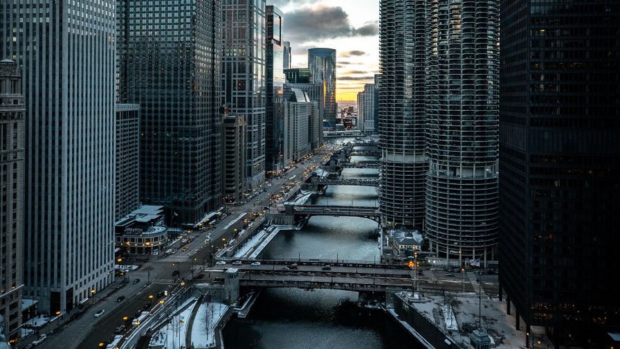 Chicago bridge aerial view HD Wallpaper