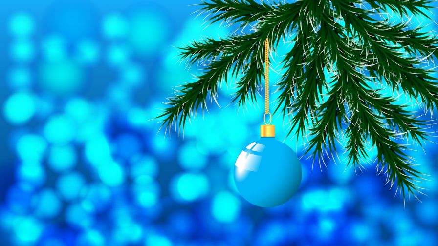 Christmas ball hanged on the tree HD Wallpaper