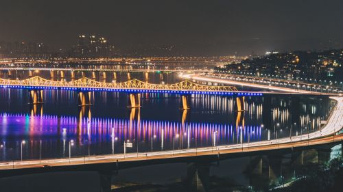 City bridge at night HD Wallpaper