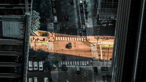 City buildings aerial view HD Wallpaper
