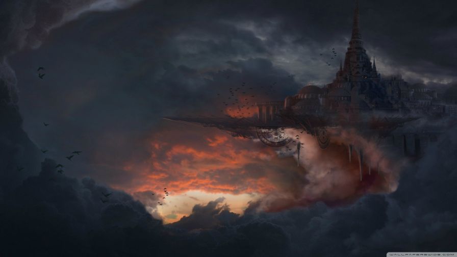 City in the clouds HD Wallpaper