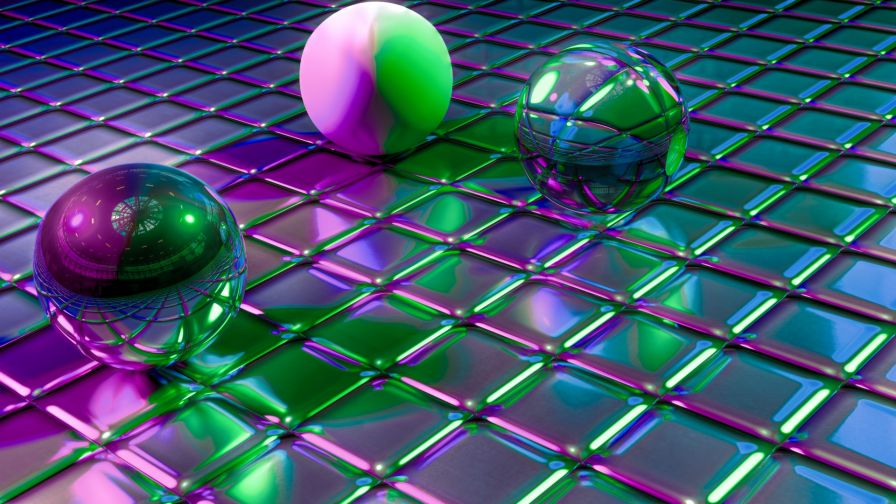 Colorful balls on cubes HD Wallpaper