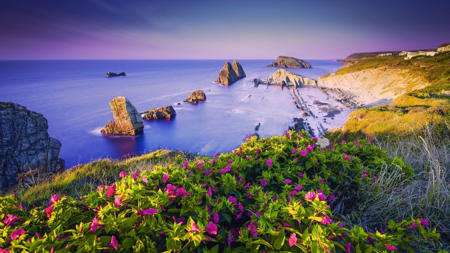 Costa Quebrada Cantabria Spain Coast Wallpaper