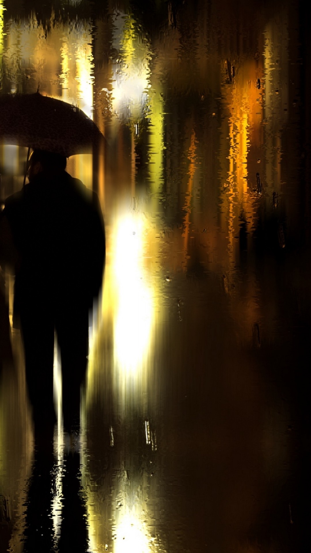 Coupl walking on a rainy night HD Wallpaper