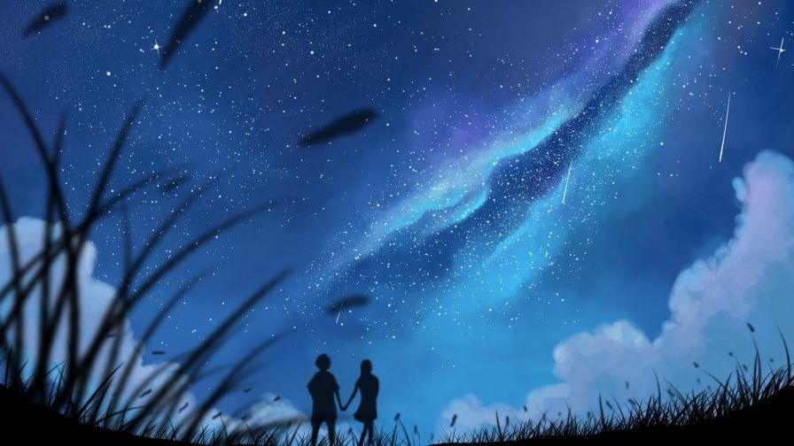 Couple watch the stars HD Wallpaper