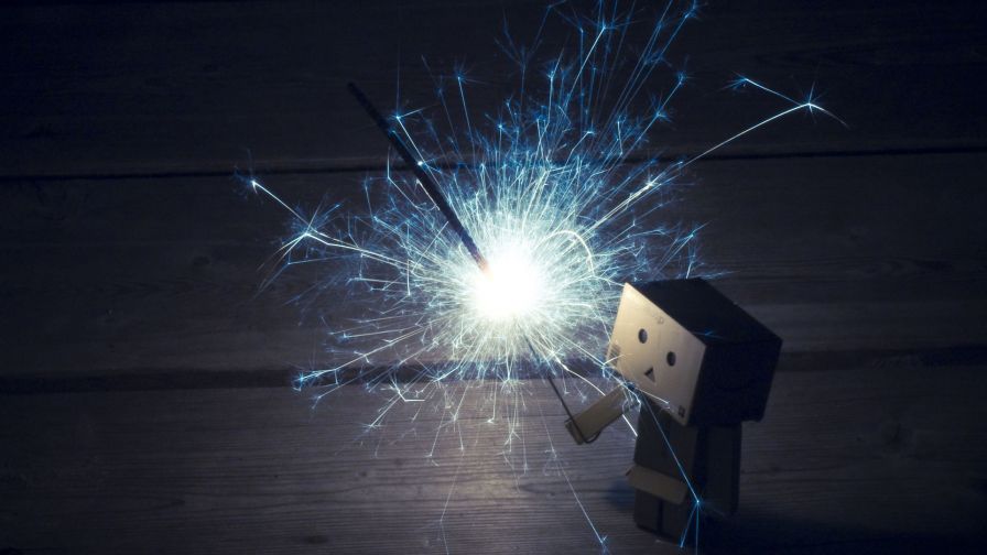 Danbo Playing Fireworks HD Wallpaper