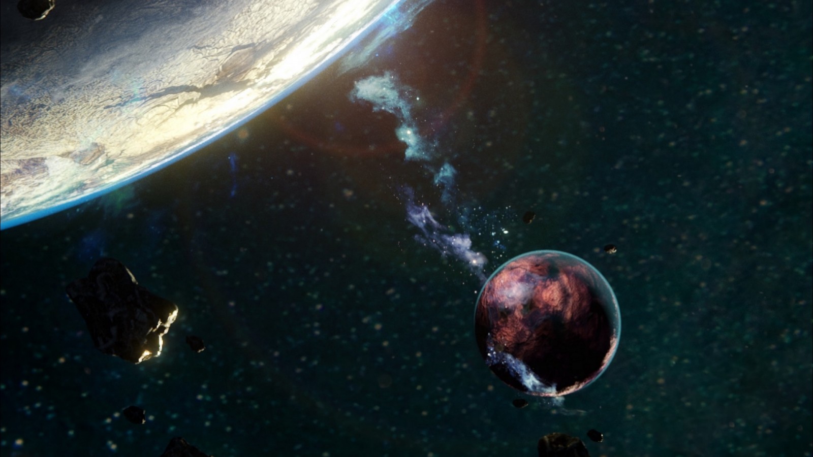 Falling asteroids HD Wallpaper