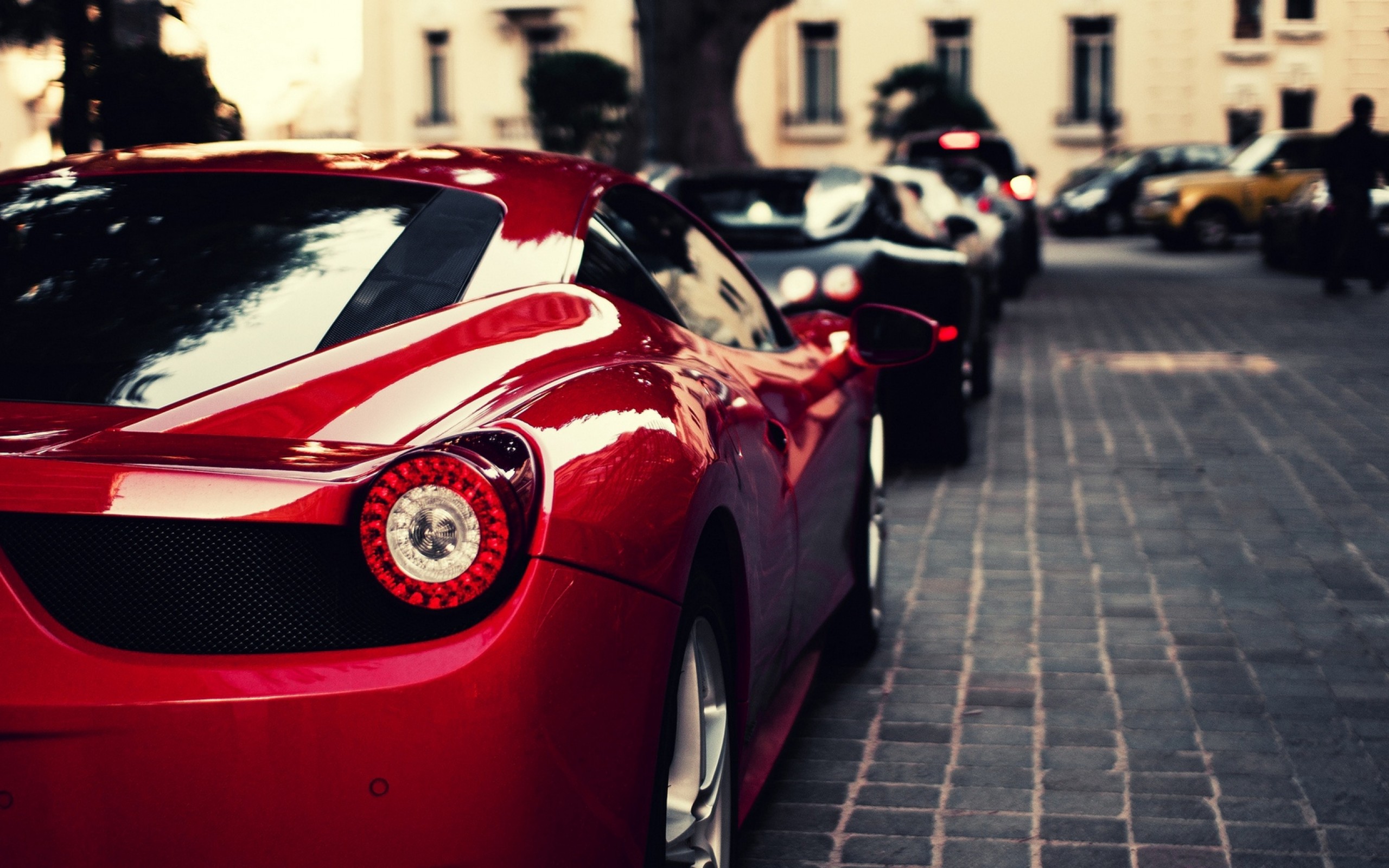 Ferrari and Bugatti parked HD Wallpaper